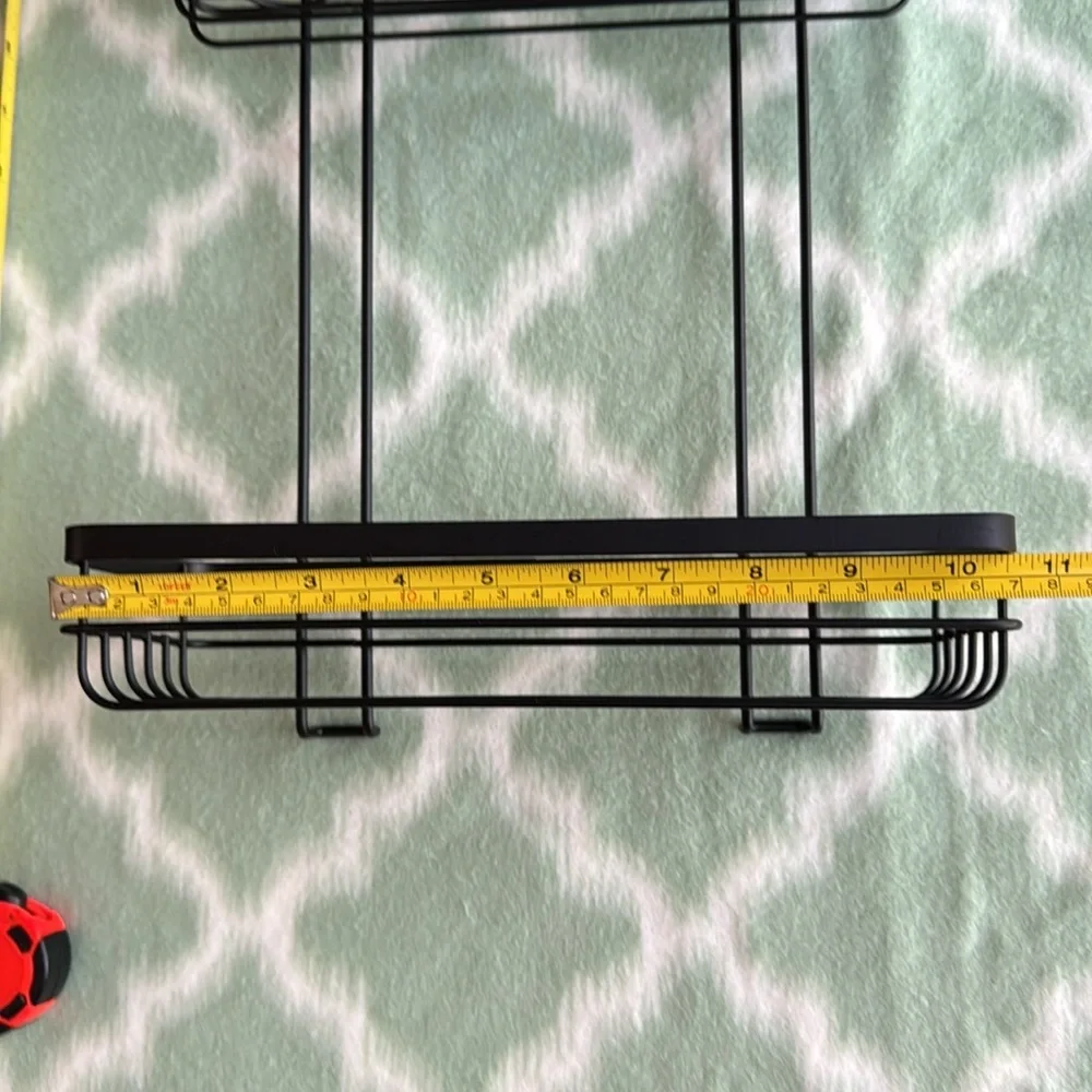 Double Tier Black Metal Organizer with suction cups - matte black